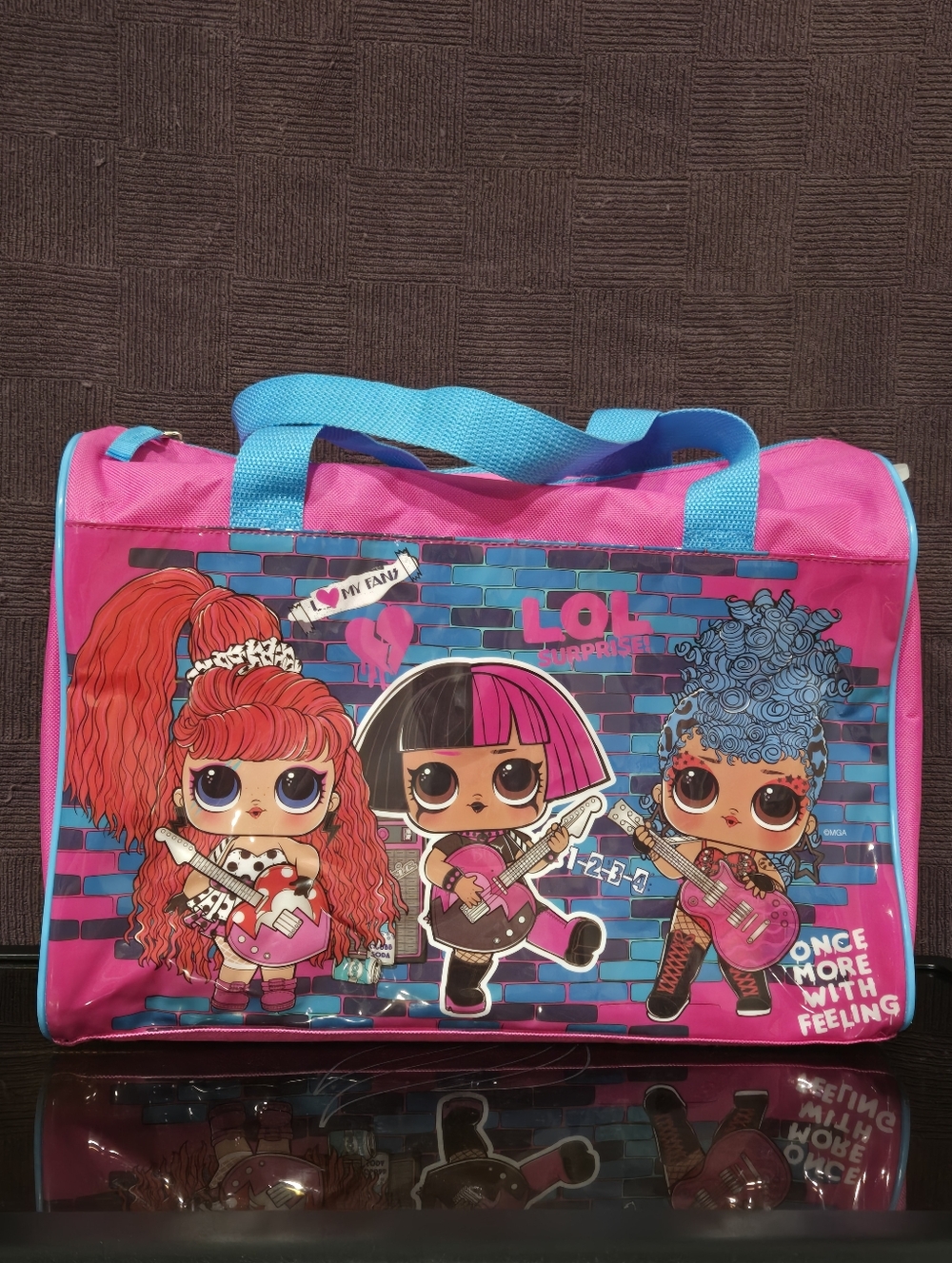 L.O.L. Surprise! Pink Duffel with Blue Handles and Multicolor Graphic